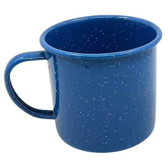 Blue Graniteware Coffee Cup Enamel Speckled Mottled Cowboy Mug Chuckwagon - Picture 1 of 6
